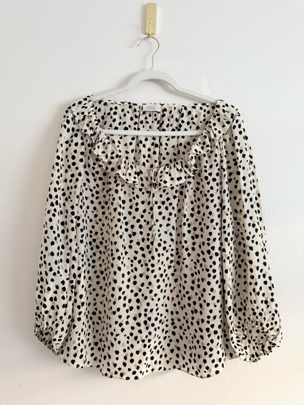 AYR Amore Long Sleeve Silk‎ Blend Ruffle Trim Blouse women’s Sz XL
